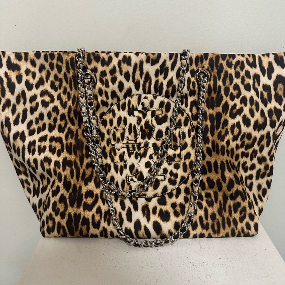 Tory Burch Leopard Print Tote with Chain Handles - Picture 8 of 13